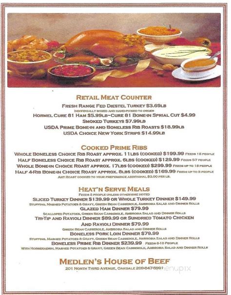 Menu Of House Of Beef In Oakdale Ca 95361