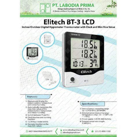 Jual Elitech BT 3 LCD Indoor Outdoor Digital Hygrometer Thermometer