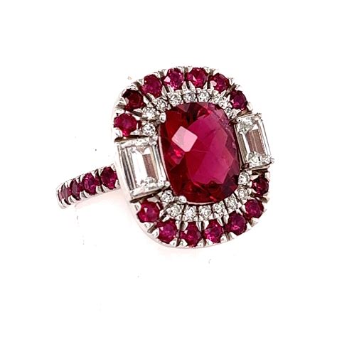 Tourmaline Ruby Sapphire Diamond Ring 14k Gold 5 1 TCW GIA Certified