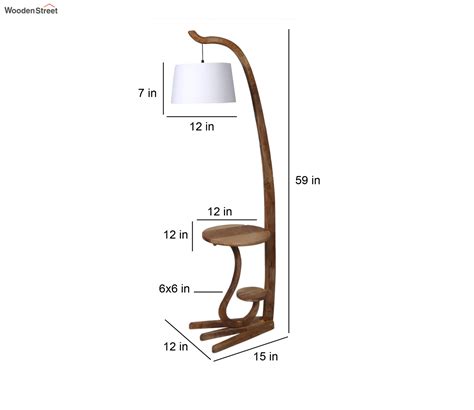 Buy Kwan Fabric Shade Shelf Floor Lamp With Wood Base White At 37