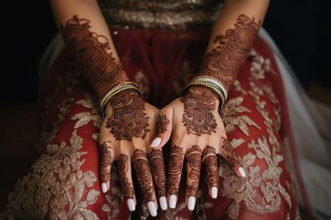 The Brides Hands with Henna Tattoos Stock Illustration - Illustration ...