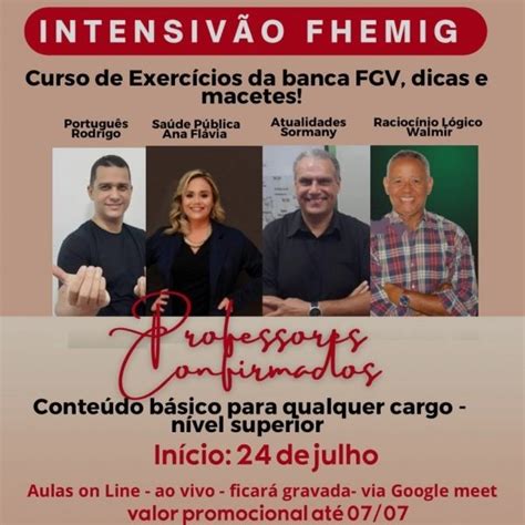 Intensivão FHEMIG nível superior matérias basicas Curso de