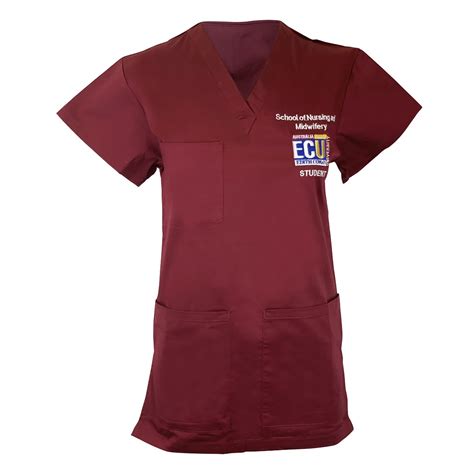 Ecu Nursing Midwifery Unisex Scrub Top Maroon School Locker