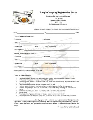 Fillable Online Rough Camping Registration Form Fax Email Print Pdffiller