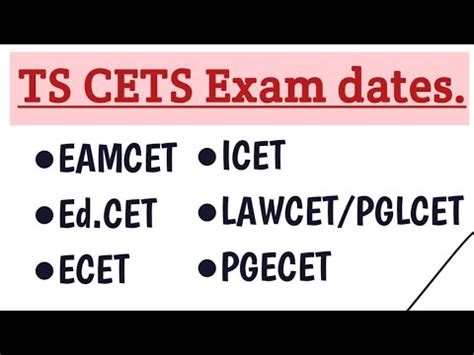 TS CETS 2023 Exam Dates EAMCET Ed CET ICET ECET LAWCET PGLCET