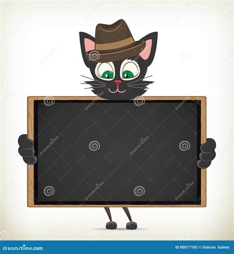 Cartoon Cat Holding Blackboard Stock Vector Illustration Of Cartoon