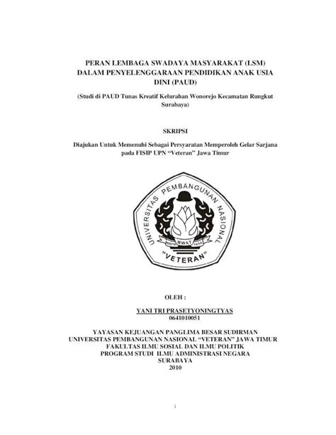 Pdf Peran Lembaga Swadaya Masyarakat Lsm Dalam Eprints Upnjatim