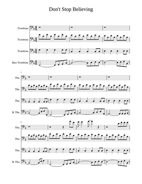 Dont Stop Believing Sheet Music For Trombone Download Free In Pdf Or Midi