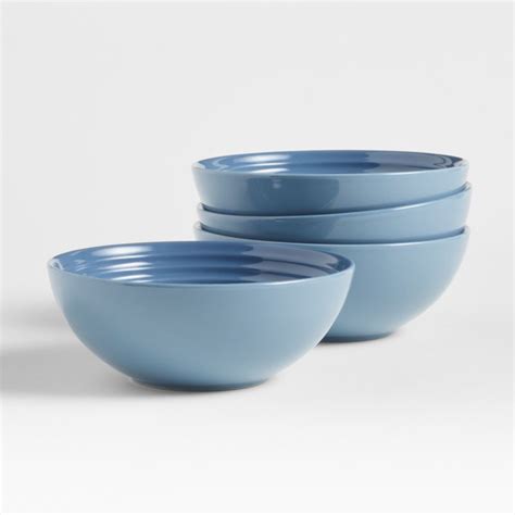 Le Creuset Chambray Blue Cereal Bowls Set Of 4 Crate And Barrel Canada