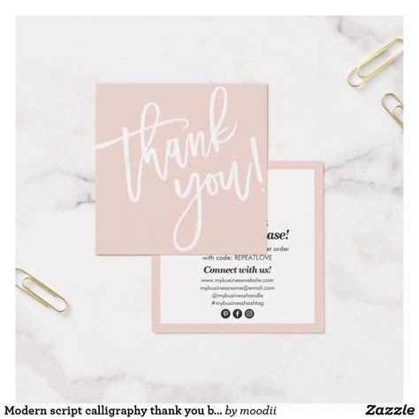 Modern Script Calligraphy Thank You Blush Pink Zazzle Calligraphy Thank You Thank You Card