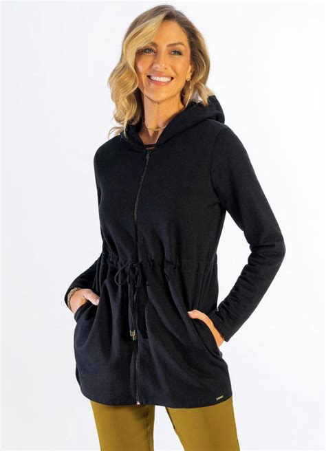 Parka Moletom Feminina Adulto Preto Cativa