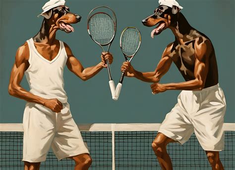 Dobermans Playing Doubles Tennis Ai Generated Artwork Nightcafe Creator