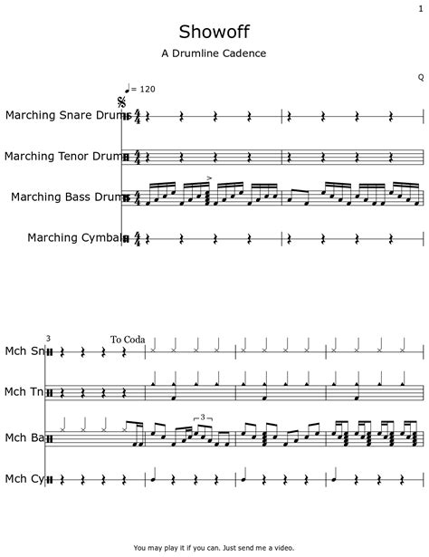 Showoff Sheet Music For Marching Snare Drums Marching Tenor Drums