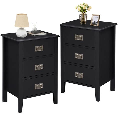 Vecelo Nightstands Set Of Side End Table With Drawers For Bedroom