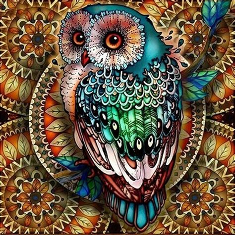 Diamond Painting 5D Full Drill ROUND Colorful Mandala Tapestry Owl