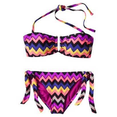 Xhilaration Juniors Piece Bikini Swimsuit In Zigzag Print Black