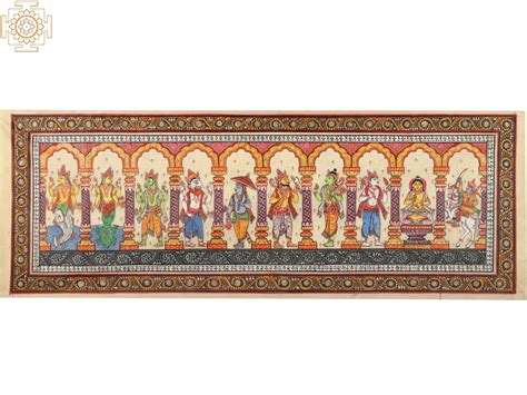 Ten Incarnations Of Lord Vishnu Dashavatara Patachitra Painting