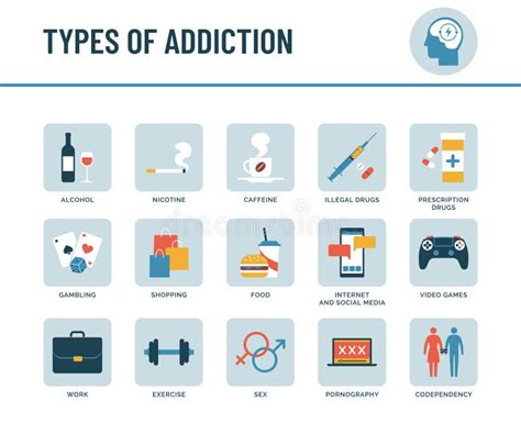 Tipos De Adicción Infografía Con Iconos Ilustración Del Vector Ilustración De Problema Ilegal