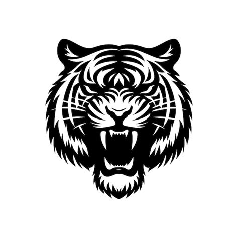 Le Logo Du Tigre Féroce Avec Un Rugissement En Silhouette Dans Une