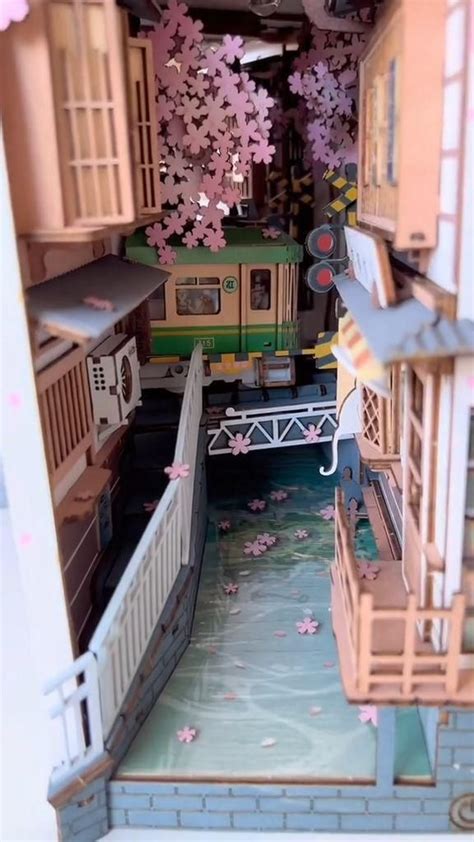 Rolife Sakura Densya Book Nook Diy Dollhouse Miniature Alley Book Nook