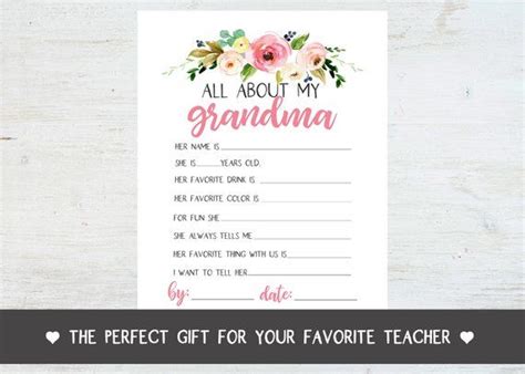 All About My Grandma Free Printable Printable Word Searches