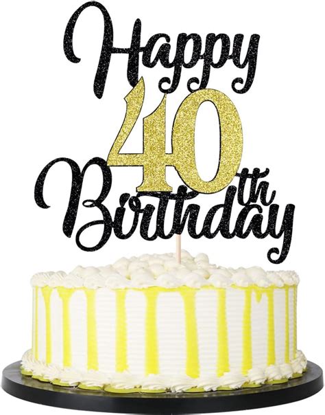 Amazon Palasasa Happy Th Birthday Cake Toppers Black Gold