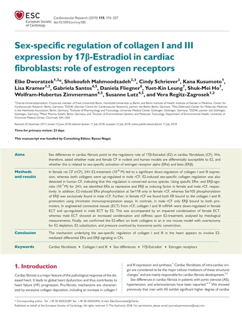 Pdf Sex Specific Regulation Of Collagen I And Iii Expression By 17β