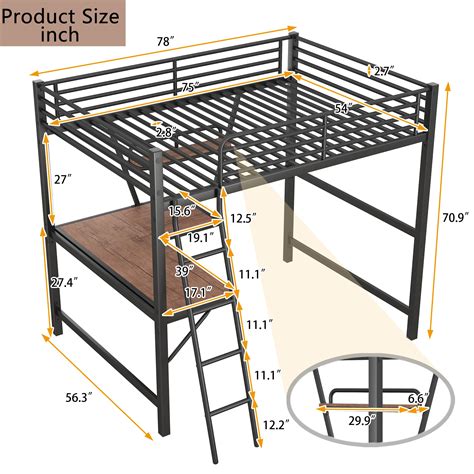 Full Size Loft Bed With Desk And A Storage Shelf Heavy Duty Metal Loft Bed Full Size With