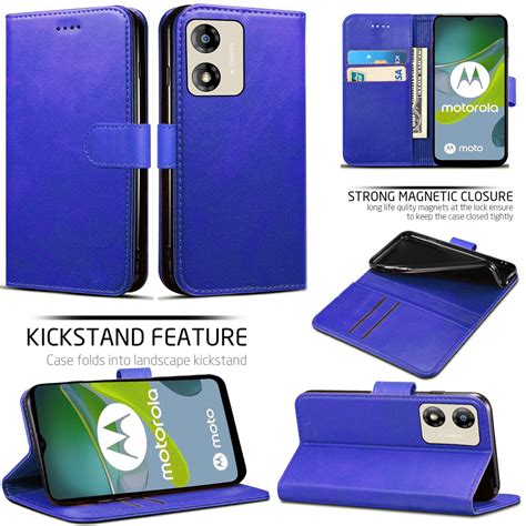 For Motorola Moto E13 E14 E20 E30 Case Leather Flip Slim Wallet Book