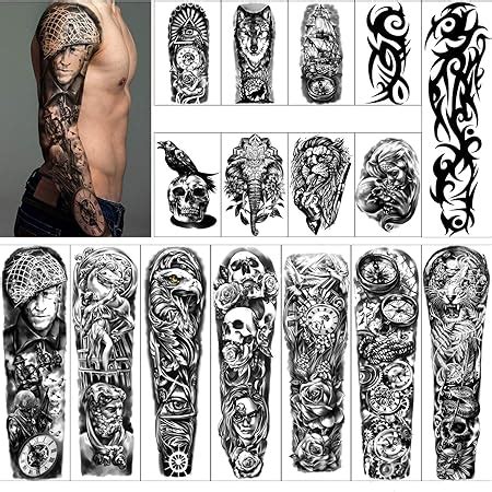 Amazon VANTATY 20 Sheets Extra Large Full Arm Temporary Tattoos