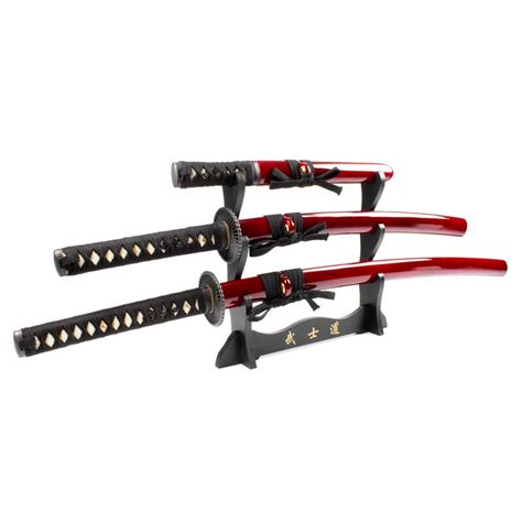 Crimson Samurai Sword Set - Red Japanese Daishō Collection - Katana ...