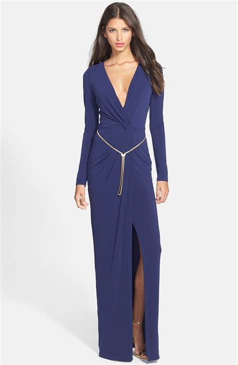 Halston Heritage Twist Front Belted Jersey Gown Nordstrom