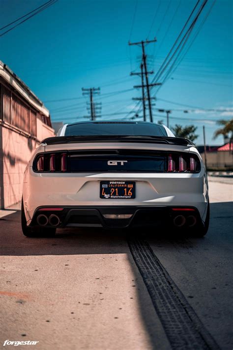 White Ford Mustang Gt S Forgestar F Wheels In Semi Forgestar