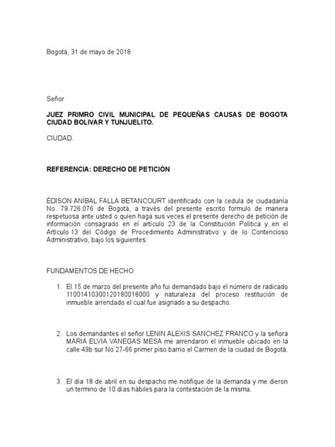 Derecho De Peticion Juzgado Petición Demanda Judicial