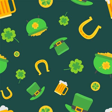 Premium Vector St Patricks Day Seamless Pattern With Green