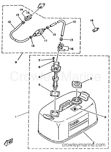 FUEL TANK 1993 Yamaha Outboard 40hp 40MSHR Crowley Marine