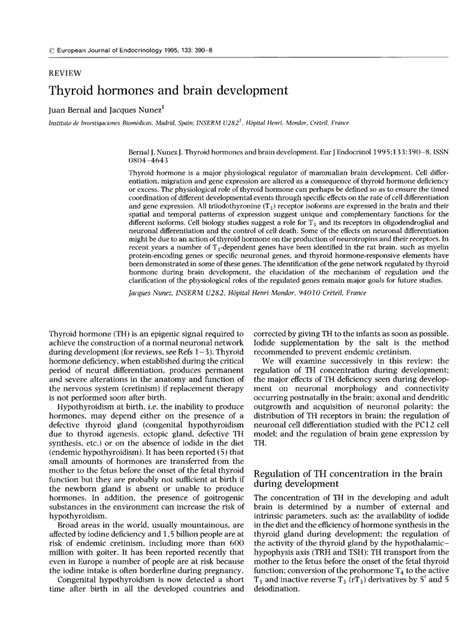 Pdf Thyroid Hormones And Brain Development