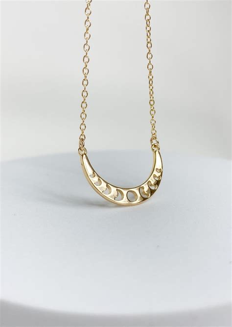 Gold Moon Phase Necklace Sterling Silver Necklaces For Women Eclipse