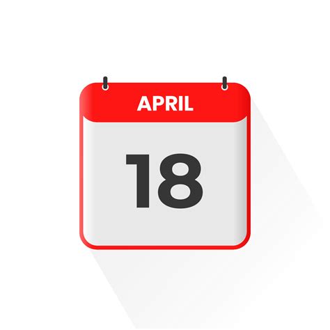 18th April calendar icon. April 18 calendar Date Month icon vector ...