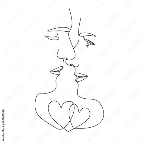 One Line Art Couple Line Art Men And Woman Minimal Face Vector