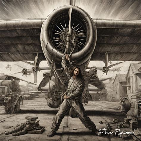 Heavenly Maintenance Jesus The Aircraft Mechanic Original Art Print 5