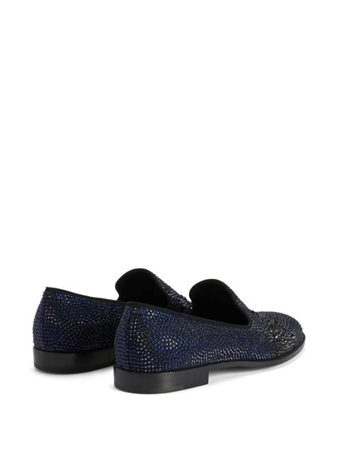 Giuseppe Zanotti Marthinique Crystal Embellished Loafers Blue Farfetch