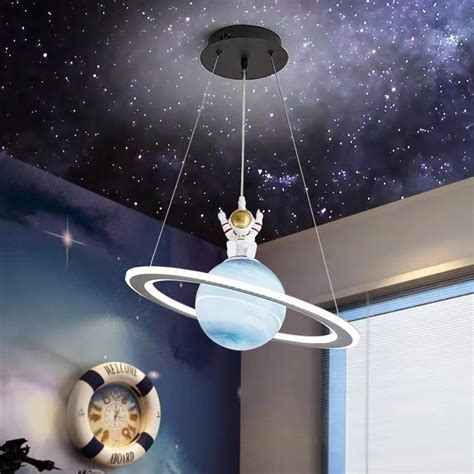 Astronauta luz pingente planeta luzes do candelabro moderno bebê das