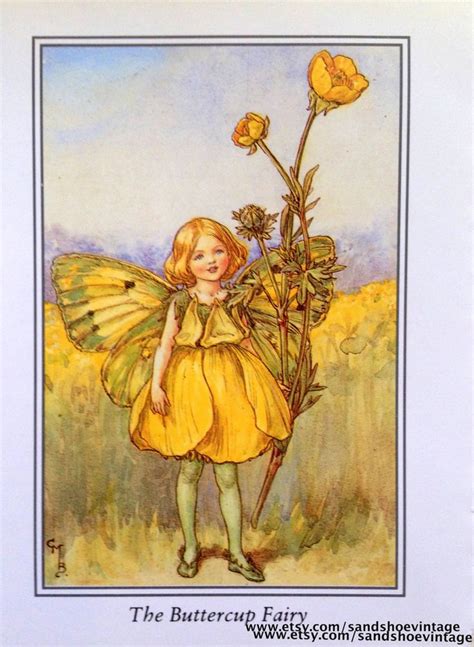 1930s The Buttercup Fairy Cicely Mary Barker Print Ideal For Framing