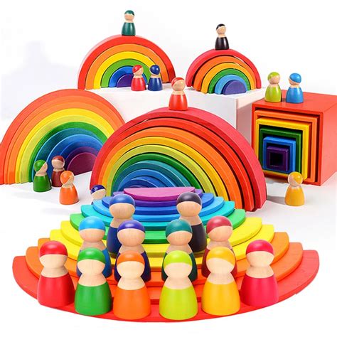 Toys Toys Games Rainbow Stacker Rainbow Stacking Toy Wooden Rainbow