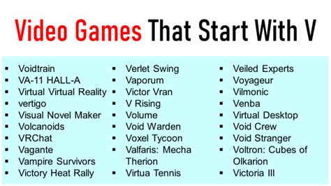 Video Games That Start With V Mobile And Pc Games Engdic