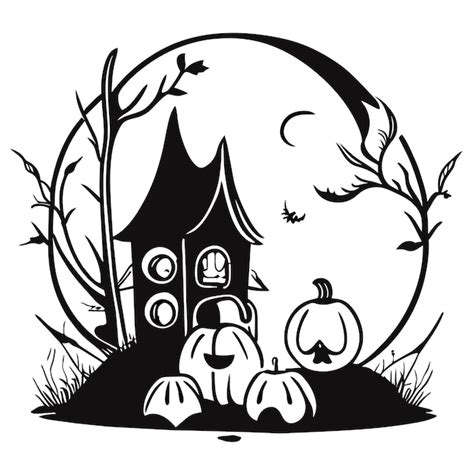 Feliz Halloween noite e assustador castelo assombrado desenhado à