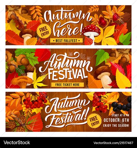 Autumn harvest festival invitation banner design Vector Image