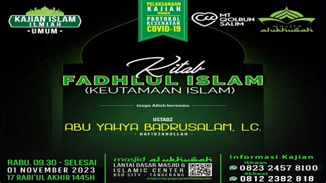 Kitab Fadhlul Islam Ustadz Abu Yahya Badrusalam Lc