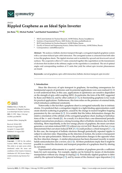 PDF Rippled Graphene As An Ideal Spin Inverter